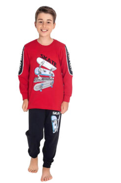 Πιτζάμα Παιδική Για Αγόρι Homewear Skate W3745 - ΚΟΚΚΙΝΟ, 4 Ετών