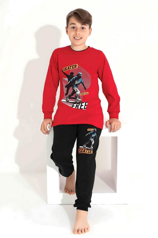 Πιτζάμα Παιδική Για Αγόρι Homewear Skater P3718 - ΚΟΚΚΙΝΟ, 4 Ετών - Image 2