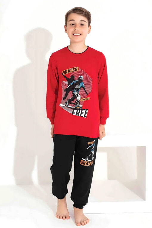 Πιτζάμα Παιδική Για Αγόρι Homewear Skater P3718 - ΚΟΚΚΙΝΟ, 4 Ετών - Image 3