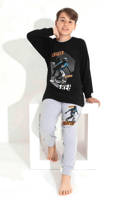 Πιτζάμα Παιδική Για Αγόρι Homewear Skater Q3718 - ΜΑΥΡΟ, 4 Ετών - Image 2