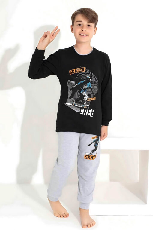 Πιτζάμα Παιδική Για Αγόρι Homewear Skater Q3718 - ΜΑΥΡΟ, 4 Ετών - Image 3