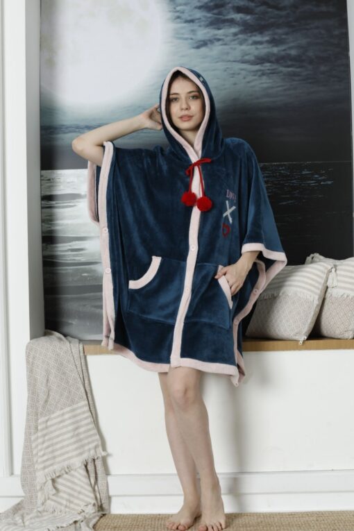 Ρόμπα Κάπα με Κουκούλα Fleece 13603 - ΠΕΤΡΟΛ, S-M - Image 2