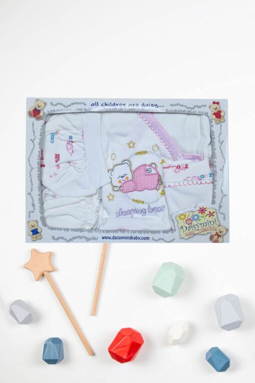 Σετ Δώρου για Νεογέννητο Sleeping Bear 5 τμχ F0010 - ΡΟΖ, 0-3 Μηνών - Image 3