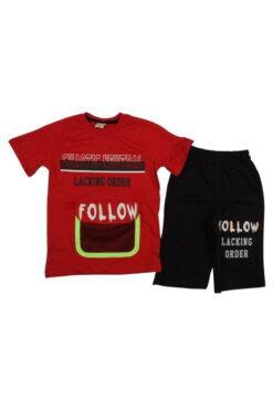 Σετ Παιδικό Μπλουζάκι Παντελονάκι Follow R7157 - ΚΟΚΚΙΝΟ, 4 Ετών