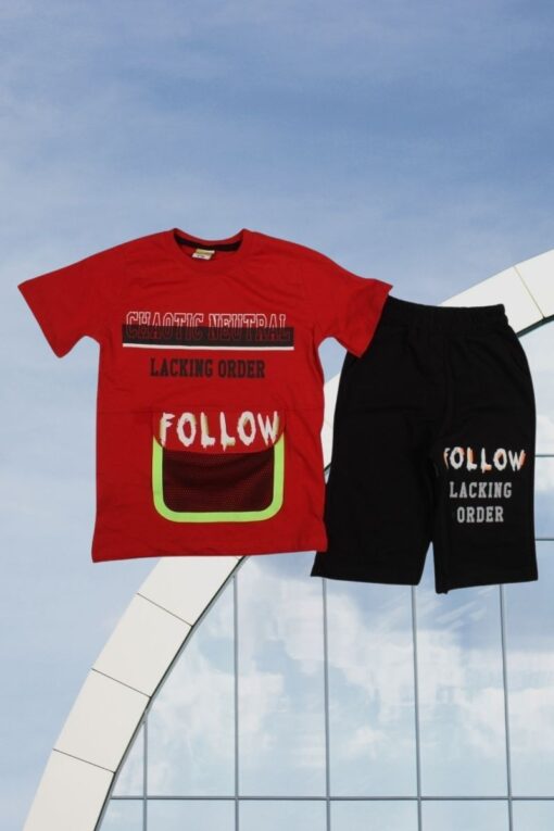 Σετ Παιδικό Μπλουζάκι Παντελονάκι Follow R7158 - ΚΟΚΚΙΝΟ, 10 Ετών - Image 2