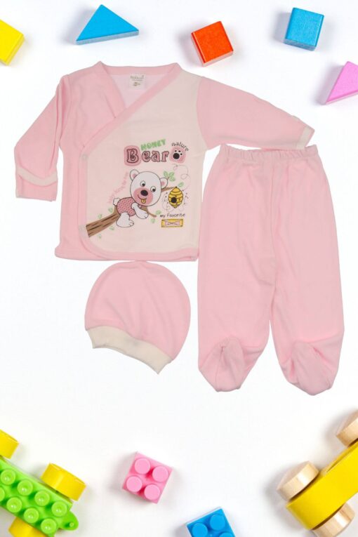 Βρεφικό Σετ Teddy Bear Με Σκουφάκι R0428 - ΡΟΖ, 0-3 Μηνών - Image 2