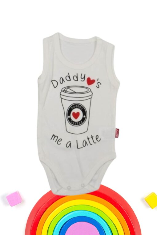 Κορμάκι Βρεφικό Daddy&apos;s Coffee Αμάνικο 1628 - ΛΕΥΚΟ, 9 Μηνών - Image 2