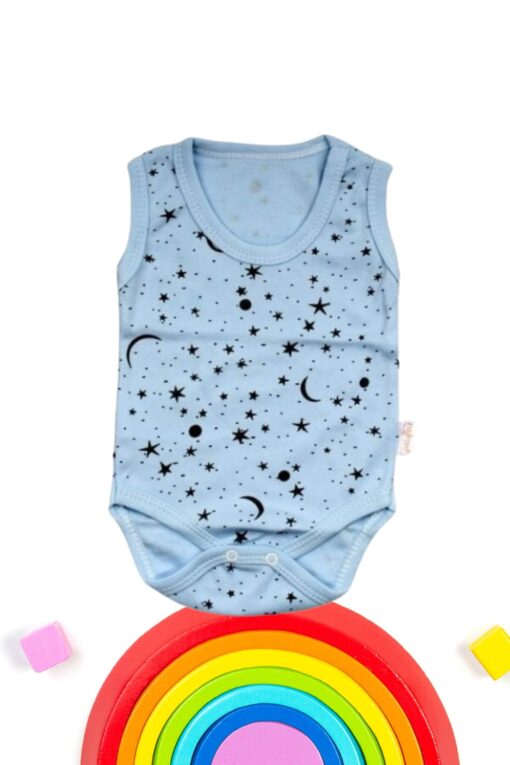 Κορμάκι Βρεφικό Moon And Stars Αμάνικο R1665 - ΓΑΛΑΖΙΟ, 6 Μηνών - Image 2