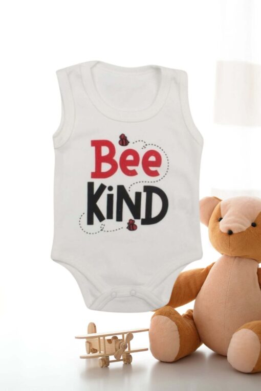 Κορμάκι Βρεφικό Αμάνικο Bee Kind D9014 - ΛΕΥΚΟ, 12 Μηνών - Image 2