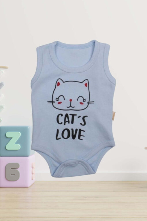 Κορμάκι Βρεφικό Αμάνικο Cat&apos;s Love W9002 - ΓΑΛΑΖΙΟ, 3 Μηνών - Image 2