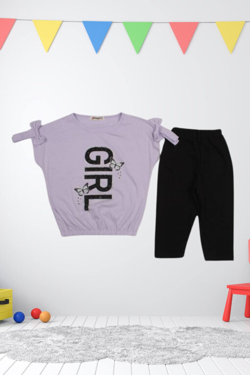 Σετ Παιδικό Μπλουζάκι Παντελονάκι Cool Girl S0420 - ΛΙΛΑ, 4 Ετών - Image 2
