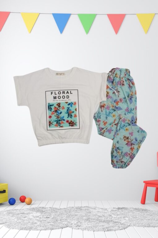 Σετ Παιδικό Μπλουζάκι Παντελονάκι Floral Mood W4003 - ΒΕΡΑΜΑΝ, 10 Ετών - Image 2
