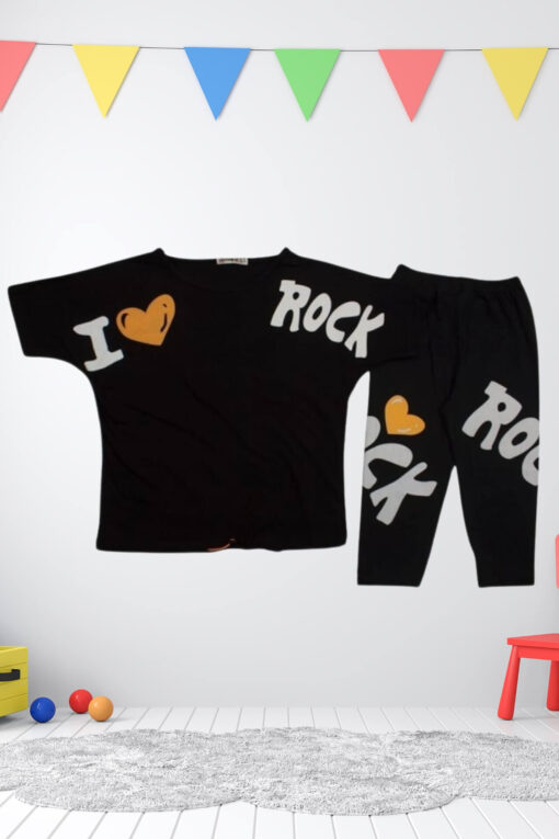 Σετ Παιδικό Μπλουζάκι Παντελονάκι I Love Rock D0449 - ΜΑΥΡΟ, 8 Ετών - Image 2