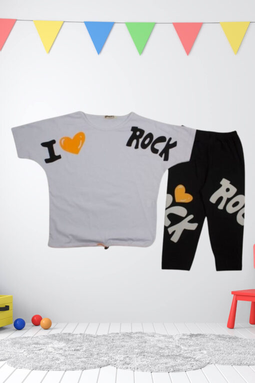 Σετ Παιδικό Μπλουζάκι Παντελονάκι I Love Rock R0449 - ΛΕΥΚΟ, 9 Ετών - Image 2