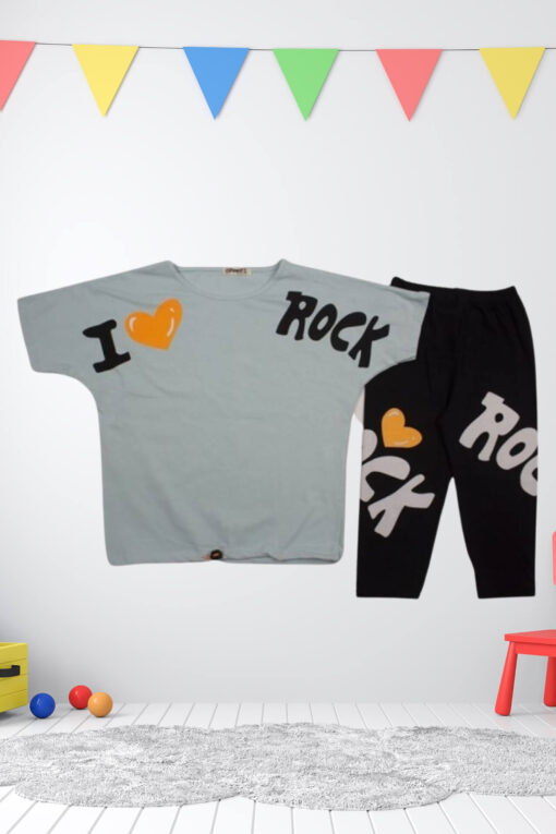 Σετ Παιδικό Μπλουζάκι Παντελονάκι I Love Rock W0449 - ΒΕΡΑΜΑΝ, 10 Ετών - Image 2
