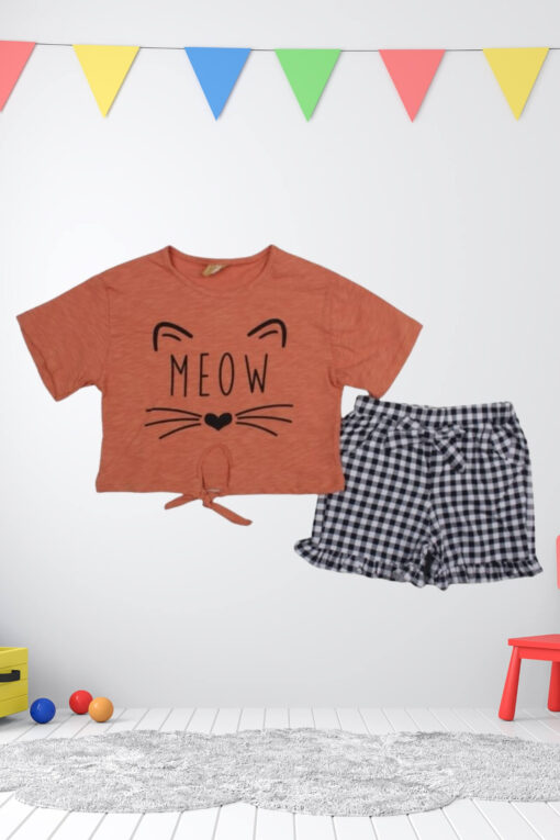 Σετ Παιδικό Μπλουζάκι Παντελονάκι Meow W22764 - ΠΟΡΤΟΚΑΛΙ, 1 Ετών - Image 2