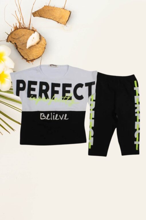Σετ Παιδικό Μπλουζάκι Παντελονάκι Miss Perfect S0441 - ΛΕΥΚΟ-ΜΑΥΡΟ, 4 Ετών - Image 2