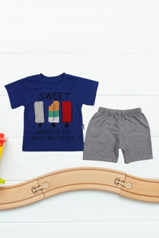 Σετ Παιδικό Μπλουζάκι Παντελονάκι Sweet And Colorful D2107 - ΜΠΛΕ, 9-12 Μηνών - Image 2