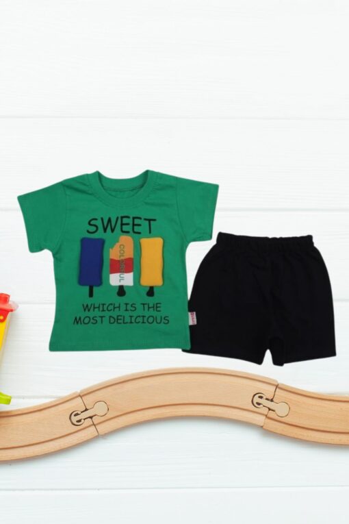 Σετ Παιδικό Μπλουζάκι Παντελονάκι Sweet And Colorful G2107 - ΠΡΑΣΙΝΟ, 9-12 Μηνών - Image 2