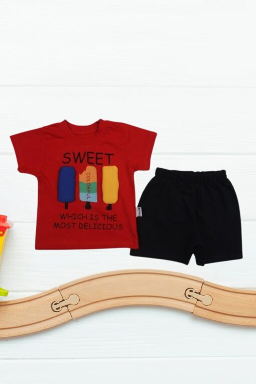 Σετ Παιδικό Μπλουζάκι Παντελονάκι Sweet And Colorful R2107 - ΚΟΚΚΙΝΟ, 9-12 Μηνών - Image 2