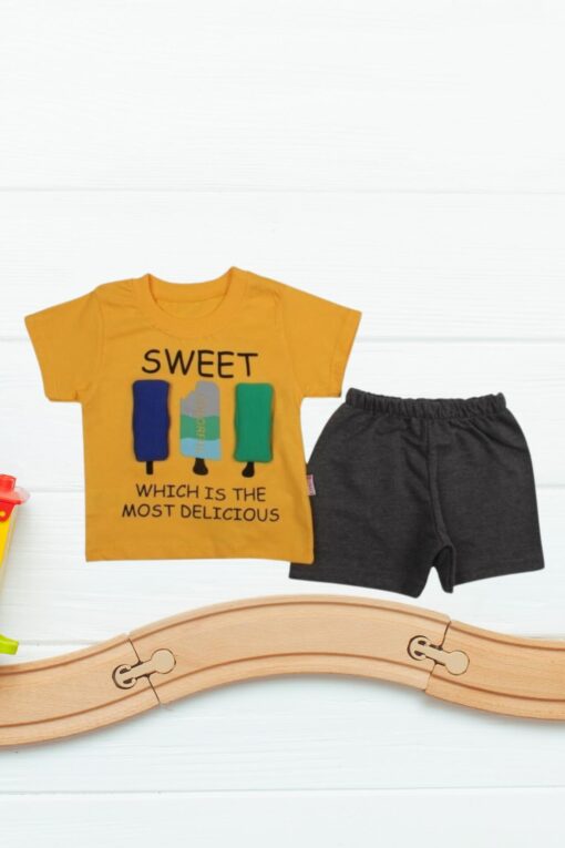 Σετ Παιδικό Μπλουζάκι Παντελονάκι Sweet And Colorful W2107 - ΚΙΤΡΙΝΟ, 9-12 Μηνών - Image 2