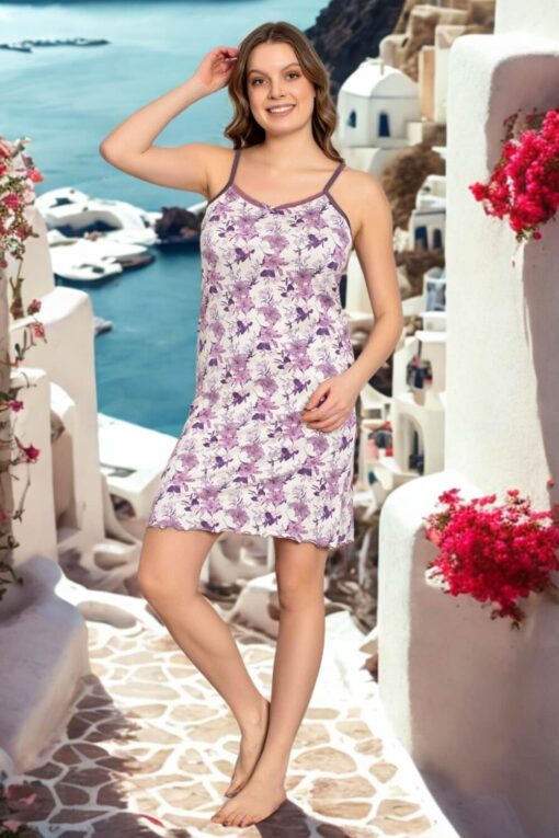 Γυναικείο νυχτικό τιράντα homewear W5084 - ΠΟΛΥΧΡΩΜΟ, M - Image 3