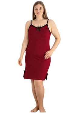 Γυναικείο νυχτικό τιράντα homewear W5260 - ΜΠΟΡΝΤΟ, 4XL