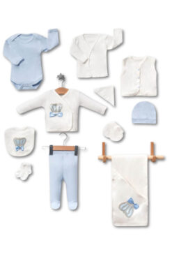 Σετ Δώρου Για Νεογέννητο 10Pack W5500 - ΛΕΥΚΟ-ΓΑΛΑΖΙΟ, 0-3 Μηνών