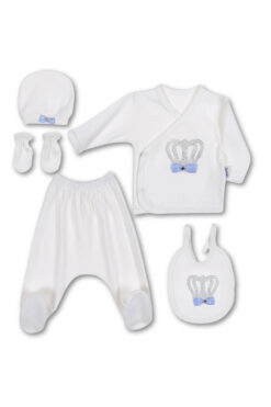 Σετ Δώρου Για Νεογέννητο 5Pack R1532 - ΛΕΥΚΟ-ΓΑΛΑΖΙΟ, 0-3 Μηνών