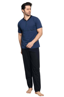 Ανδρική πιτζάμα ανοιξιάτικη φθινοπωρινή 35024 - ΜΠΛΕ, XXL