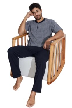 Ανδρική πιτζάμα ανοιξιάτικη φθινοπωρινή 35025 - ΓΚΡΙ, M