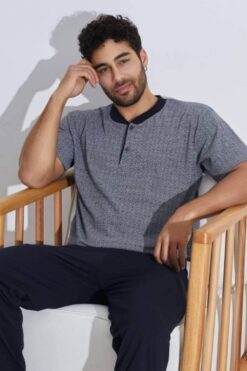 Alternative view of Ανδρική πιτζάμα ανοιξιάτικη φθινοπωρινή 35025 - ΓΚΡΙ, M