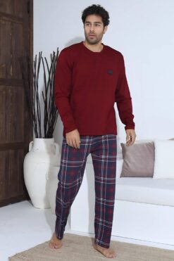 Alternative view of Ανδρική πιτζάμα ανοιξιάτικη φθινοπωρινή 70003 - ΜΠΟΡΝΤΟ, L