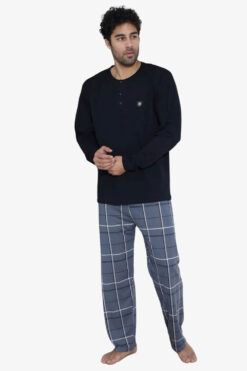 Ανδρική πιτζάμα ανοιξιάτικη φθινοπωρινή 70025 - ΜΠΛΕ, M