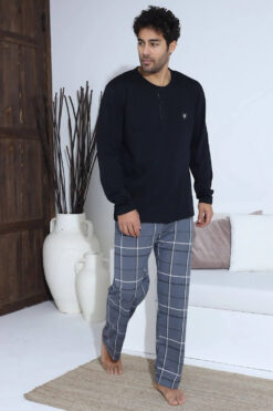 Alternative view of Ανδρική πιτζάμα ανοιξιάτικη φθινοπωρινή 70025 - ΜΠΛΕ, M