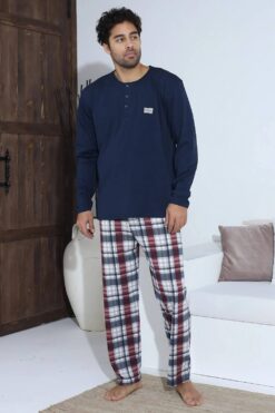 Alternative view of Ανδρική πιτζάμα ανοιξιάτικη φθινοπωρινή 70029 - ΜΠΛΕ, M