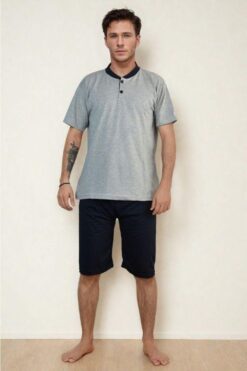 Alternative view of Ανδρική Πιτζάμα Καλοκαιρινή B1065 - ΓΚΡΙ, M