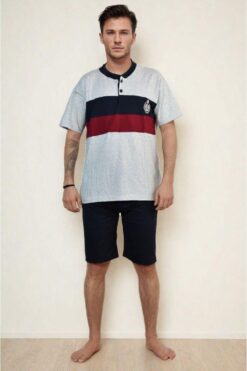 Alternative view of Ανδρική Πιτζάμα Καλοκαιρινή C0845 - ΓΚΡΙ, M