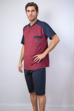 Alternative view of Ανδρική πιτζάμα καλοκαιρινή D0955 - ΜΠΟΡΝΤΟ, L