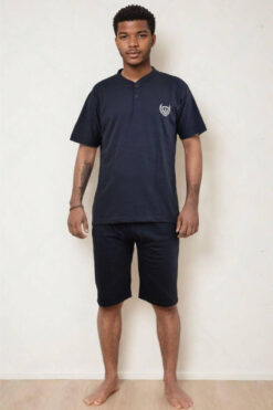 Alternative view of Ανδρική Πιτζάμα Καλοκαιρινή D1065 - ΜΠΛΕ ΣΚΟΥΡΟ, 4XL