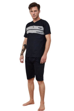 Ανδρική Πιτζάμα Καλοκαιρινή F0835 - ΜΠΛΕ ΣΚΟΥΡΟ, XL