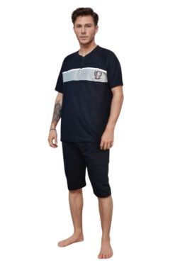 Ανδρική Πιτζάμα Καλοκαιρινή G0985 - ΜΠΛΕ ΣΚΟΥΡΟ, M