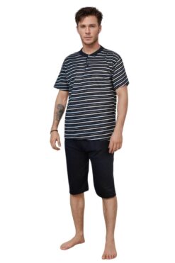 Ανδρική Πιτζάμα Καλοκαιρινή L0820 - ΜΠΛΕ ΣΚΟΥΡΟ, L