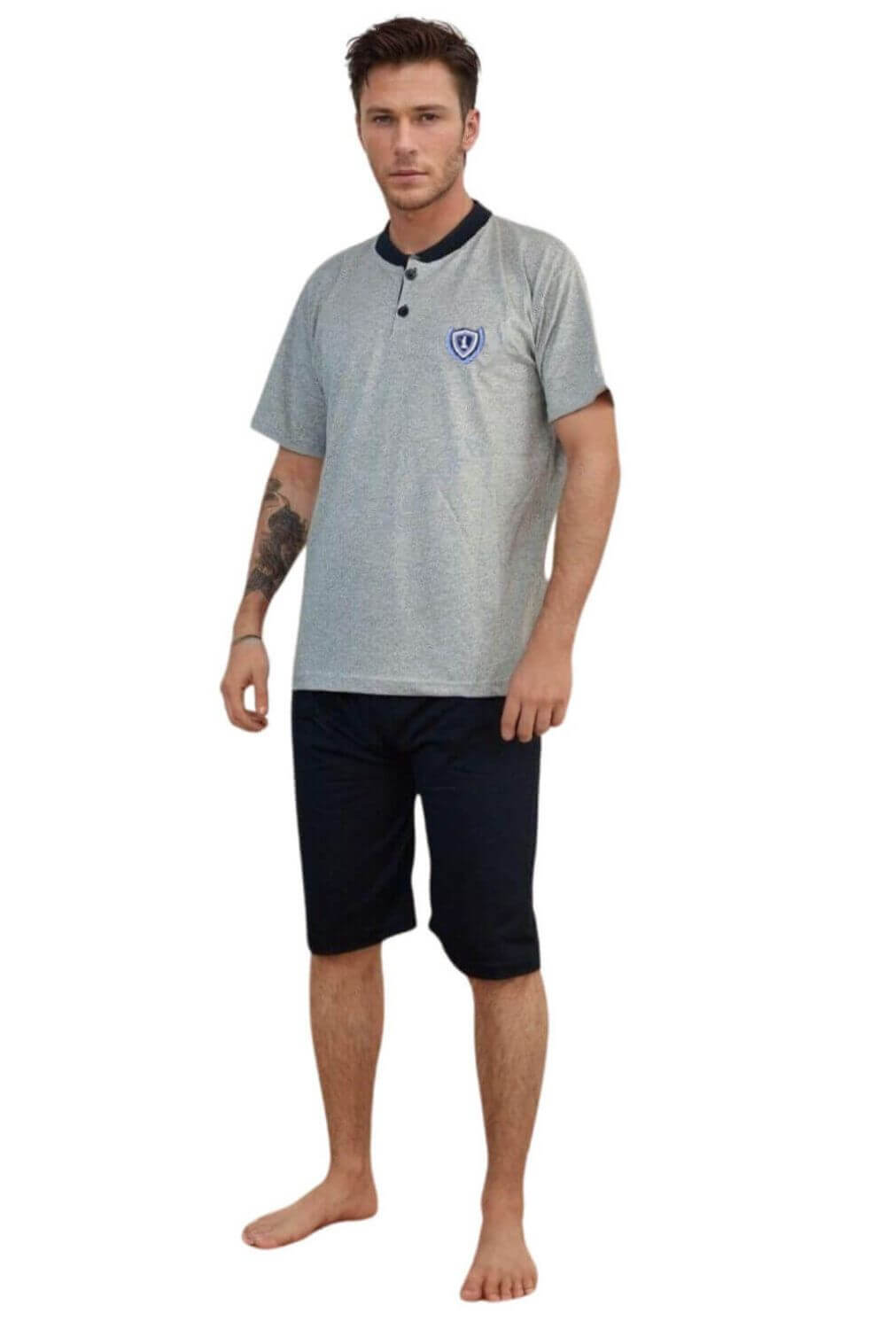 Ανδρική Πιτζάμα Καλοκαιρινή R1065 - ΓΚΡΙ, 5XL
