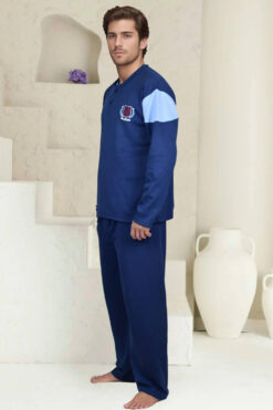 Alternative view of Ανδρική Πιτζάμα Βαμβακερή D0810 - ΜΠΛΕ ΡΑΦ, M