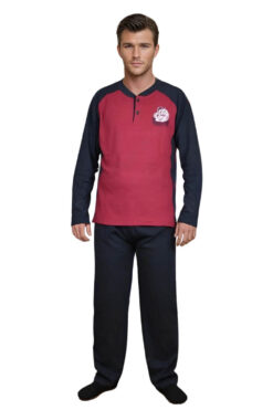 Ανδρική Πιτζάμα Βαμβακερή G0815 - ΜΠΟΡΝΤΟ, M