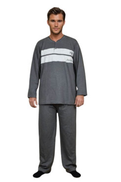 Ανδρική Πιτζάμα Βαμβακερή Plus Size M0835 - ΑΝΘΡΑΚΙ, 4XL