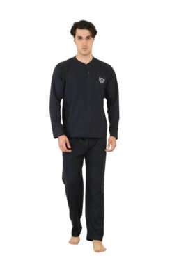 Ανδρική Πιτζάμα Βαμβακερή Plus Size V1065 - BLUE BLACK, 4XL