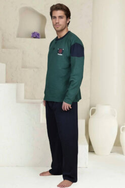 Alternative view of Ανδρική Πιτζάμα Βαμβακερή S0810 - ΠΡΑΣΙΝΟ, M
