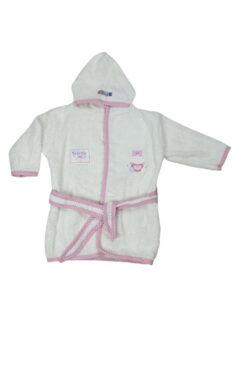 Μπουρνούζι Παιδικό Βαμβακερό L1881 - ΛΕΥΚΟ-ΡΟΖ, 1 Ετών